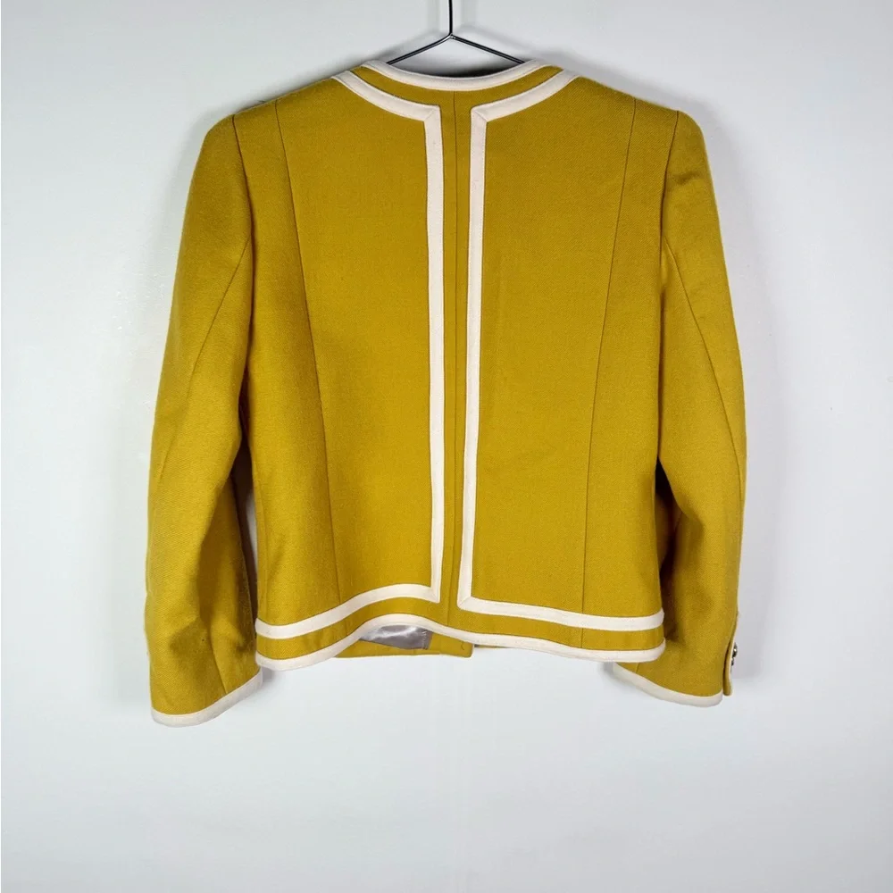 J.Crew Mustard Yellow Wool Trimmed Button Jacket - Picture 5 of 9